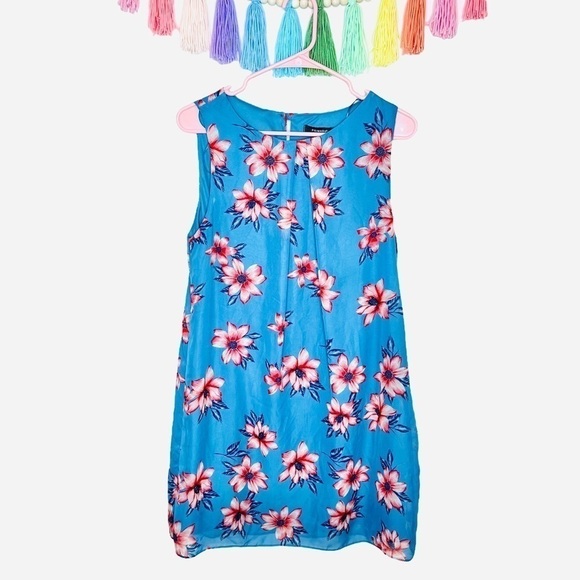 Primark Blue Floral Shift Tropical Swing Dress Size 10 - Picture 1 of 14